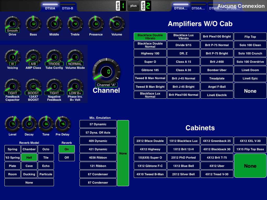 DT50 - Amplis sans Cabinet par défaut (mode recommandé)