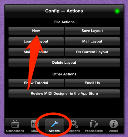 More -> Config -> Actions -> New