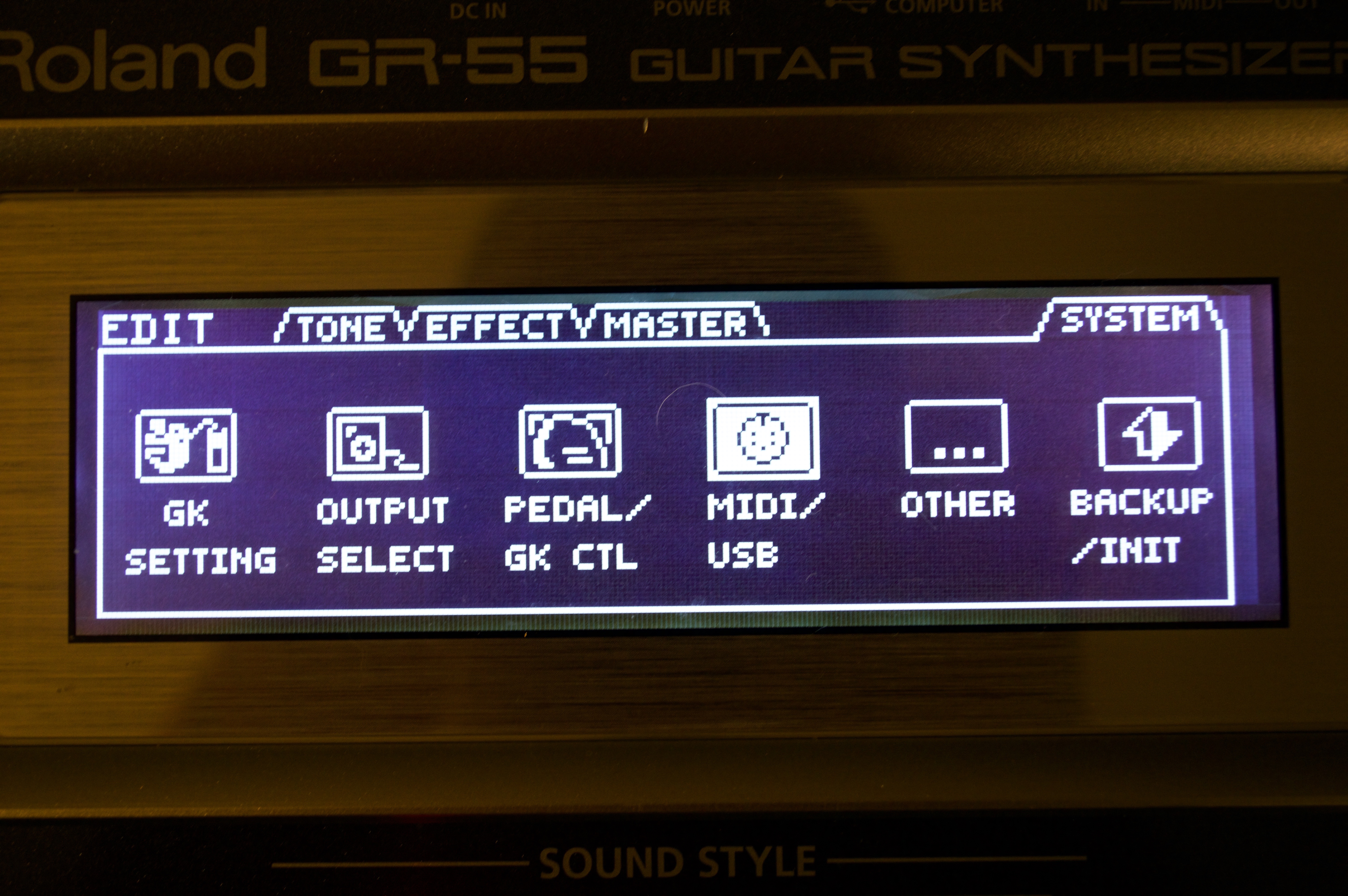 GR55 MIDI MENU Access