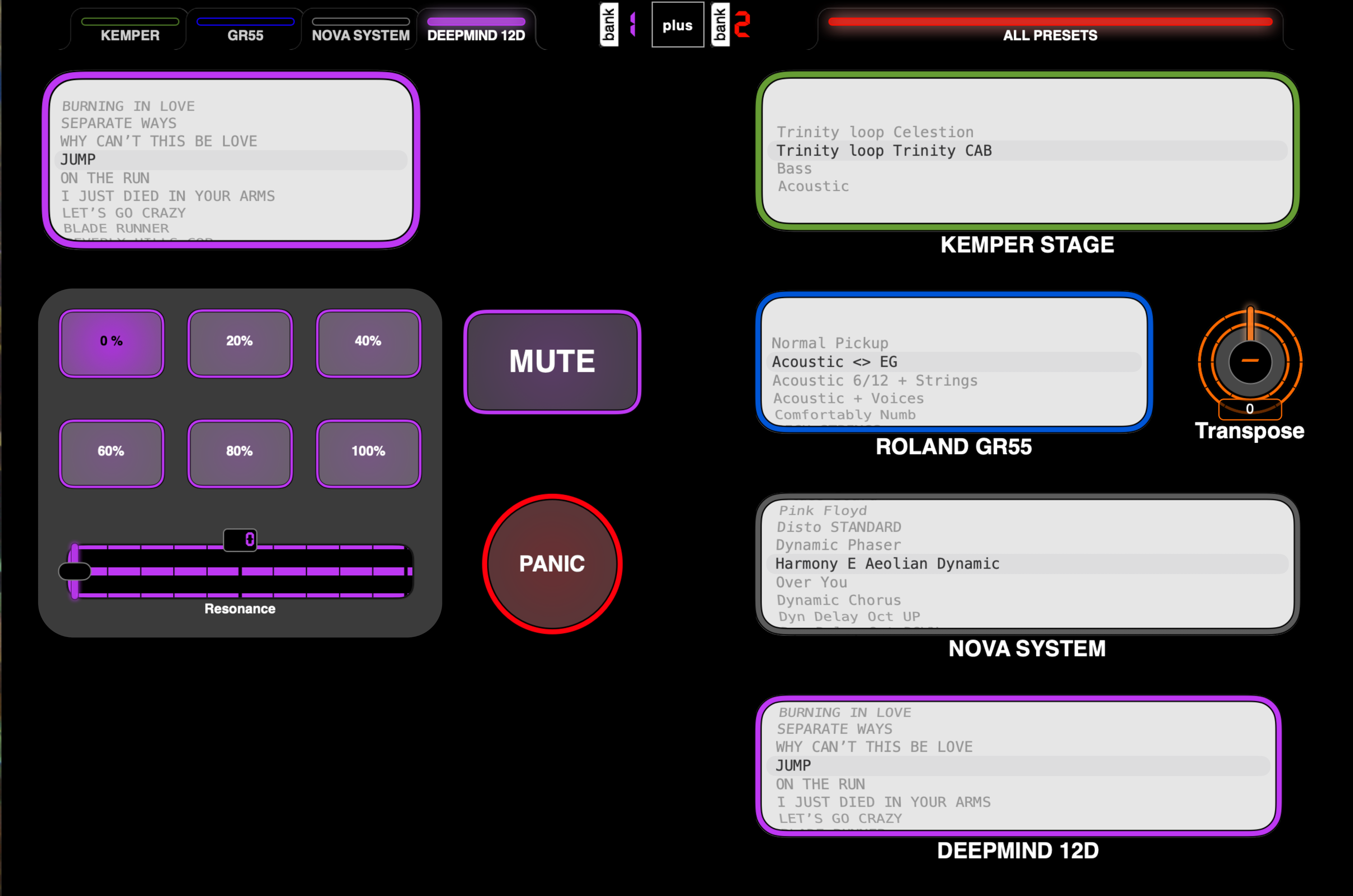 Live interface