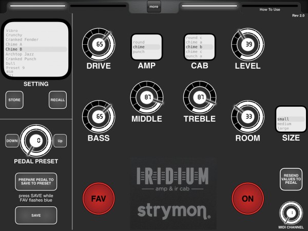 Screenshot of Rev 2.0 with Preset handling on controller and pedal