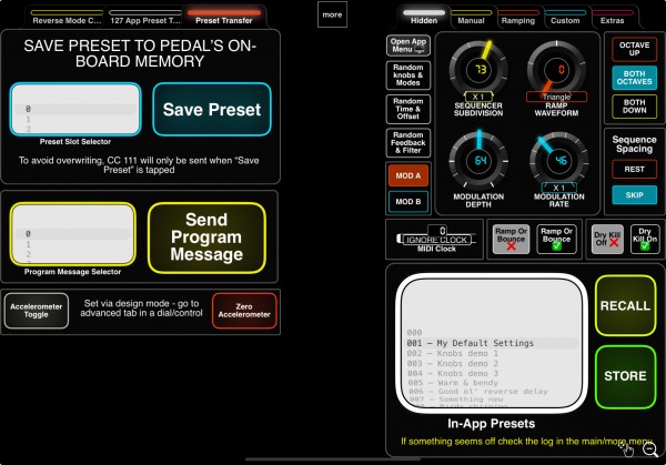 Save presets to pedal memory