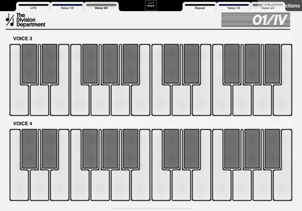 Chromatic keyboard for voice 3 and 4