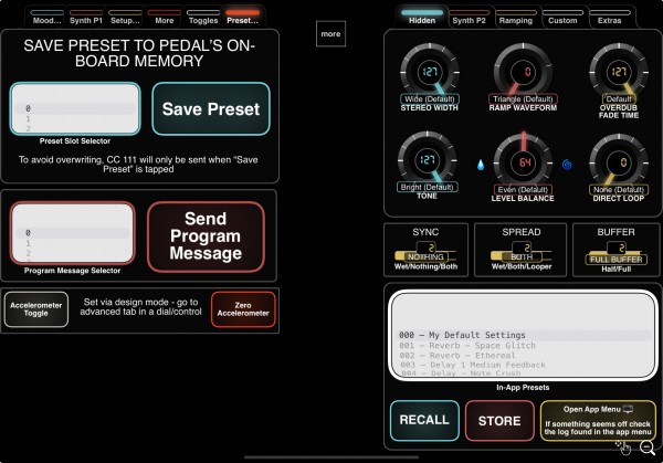 Save presets to pedal memory