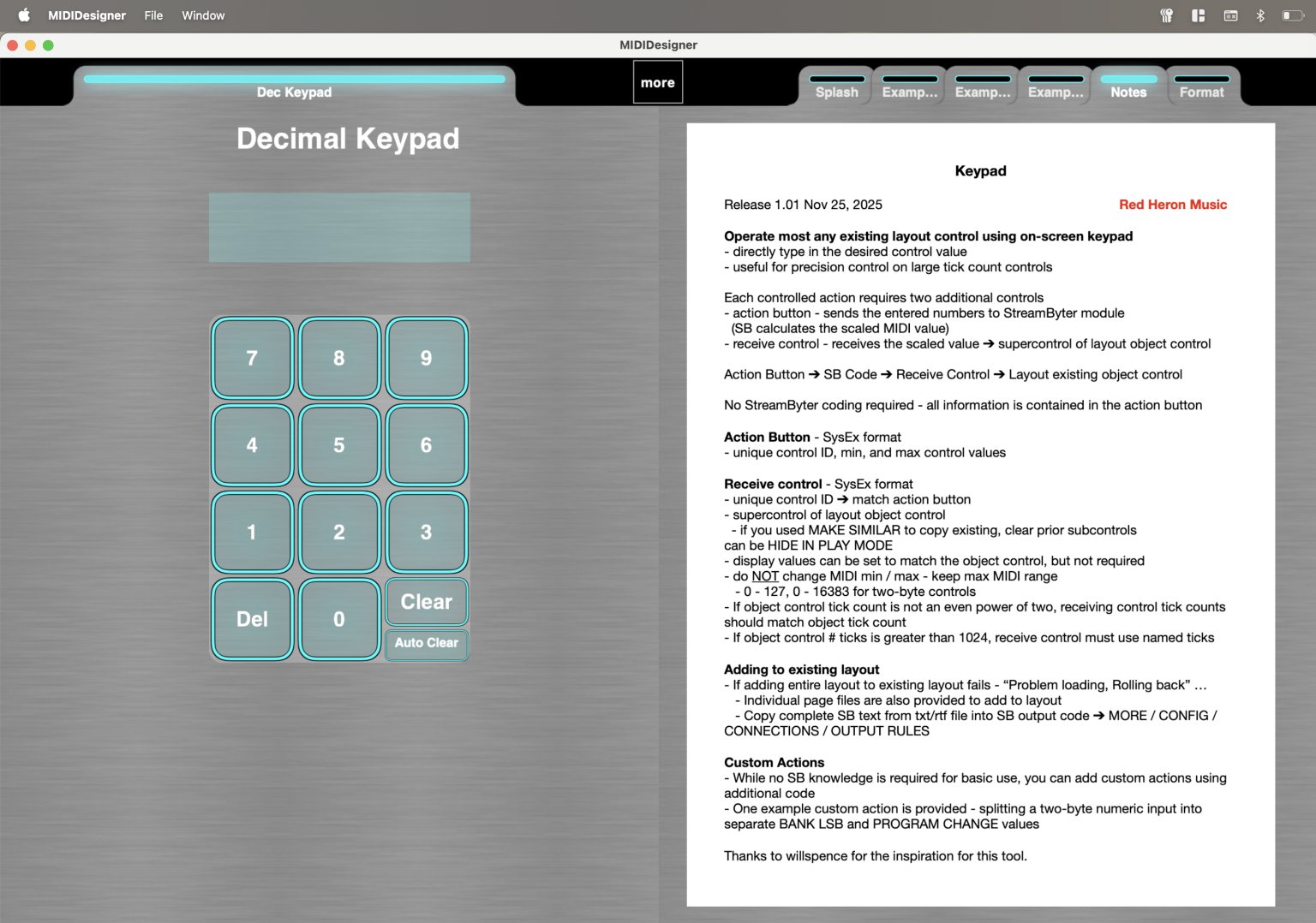 Keypad and usage notes