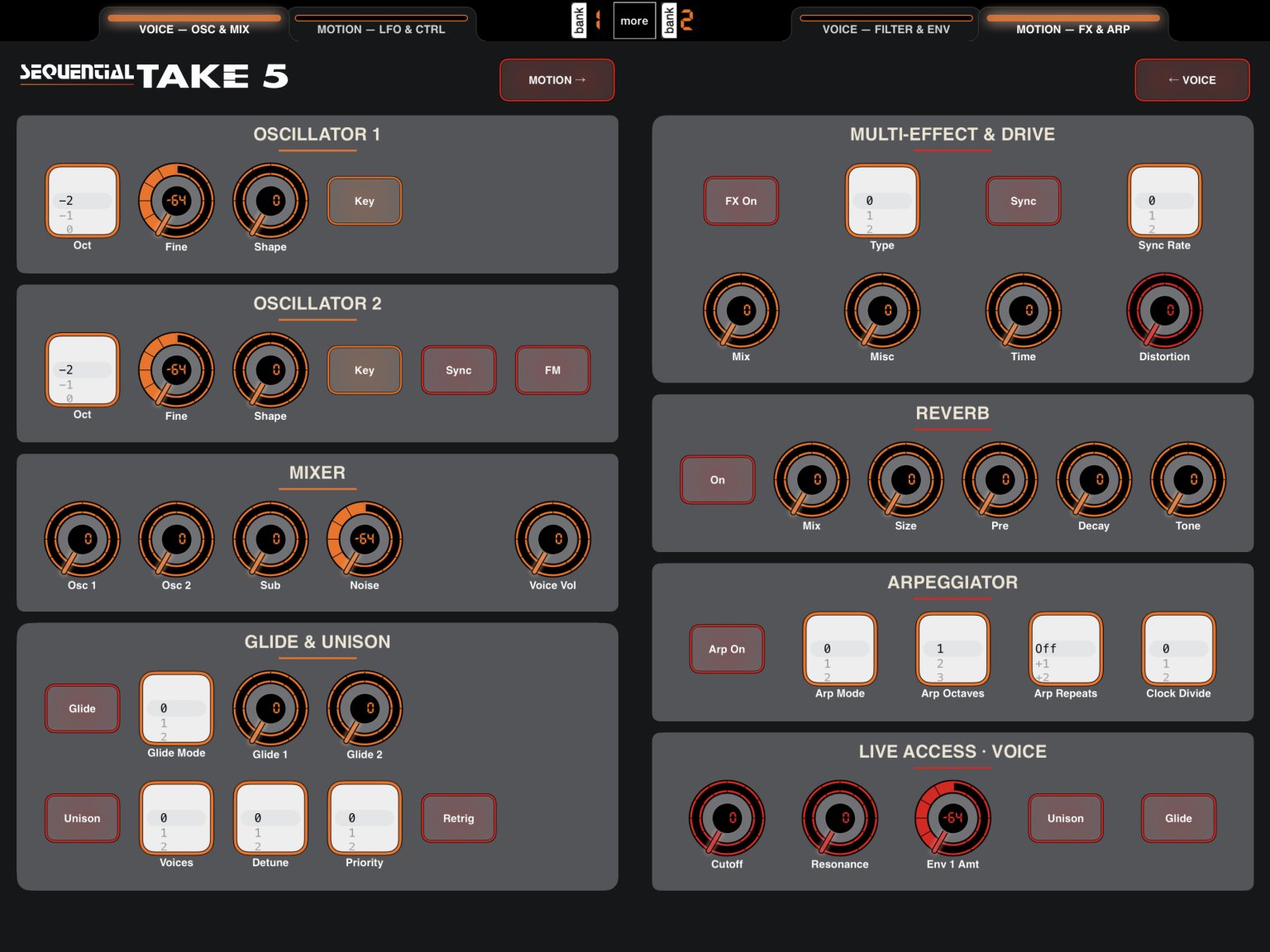 Oscillators and Mix with FX and Arpeggiator