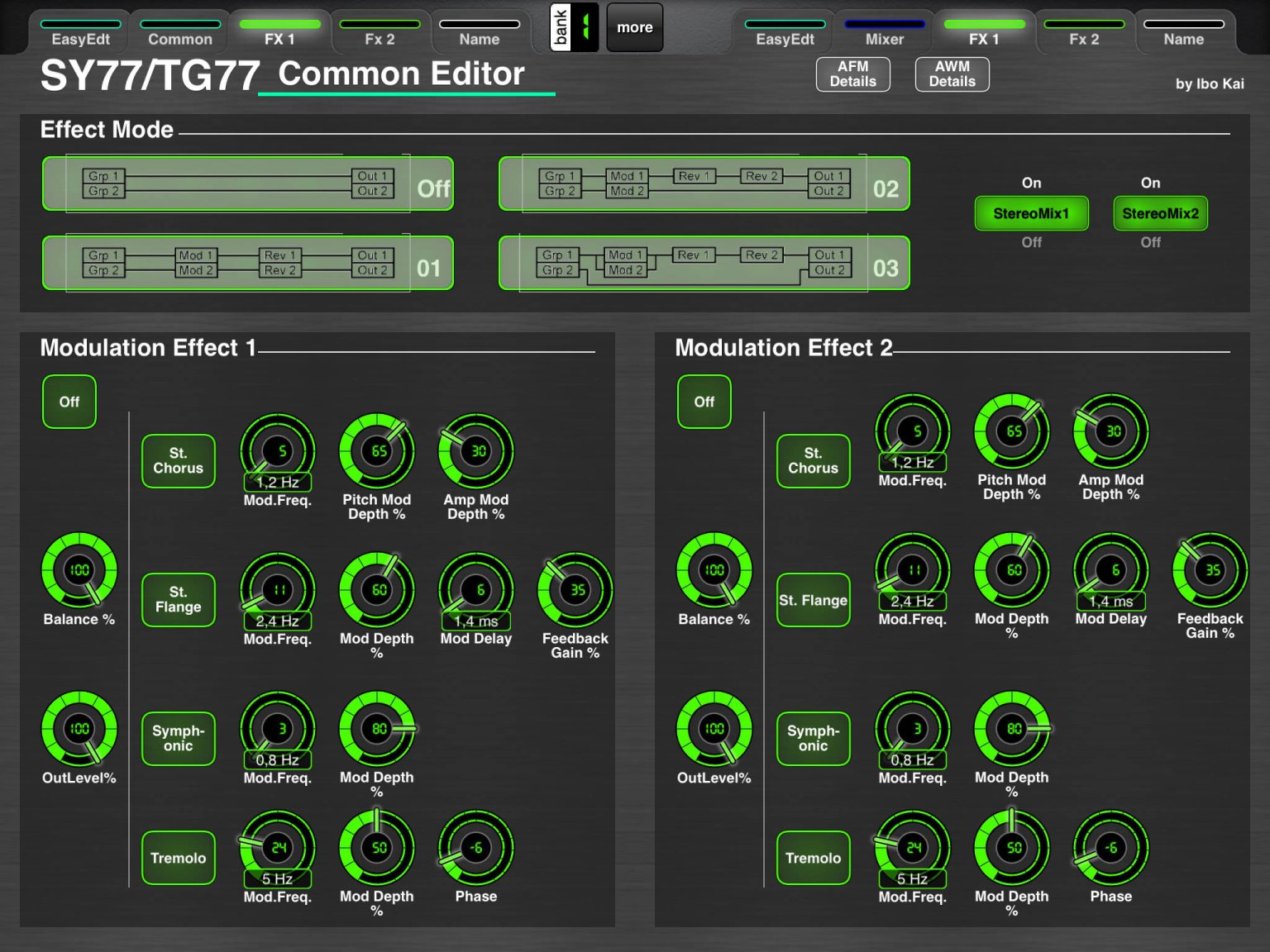 Yamaha SY77/TG77 Voice Editor Screenshot