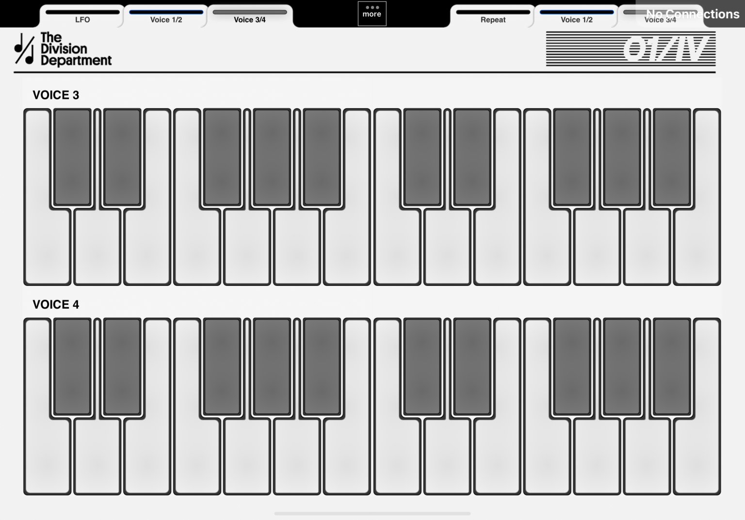 Chromatic keyboard for voice 3 and 4