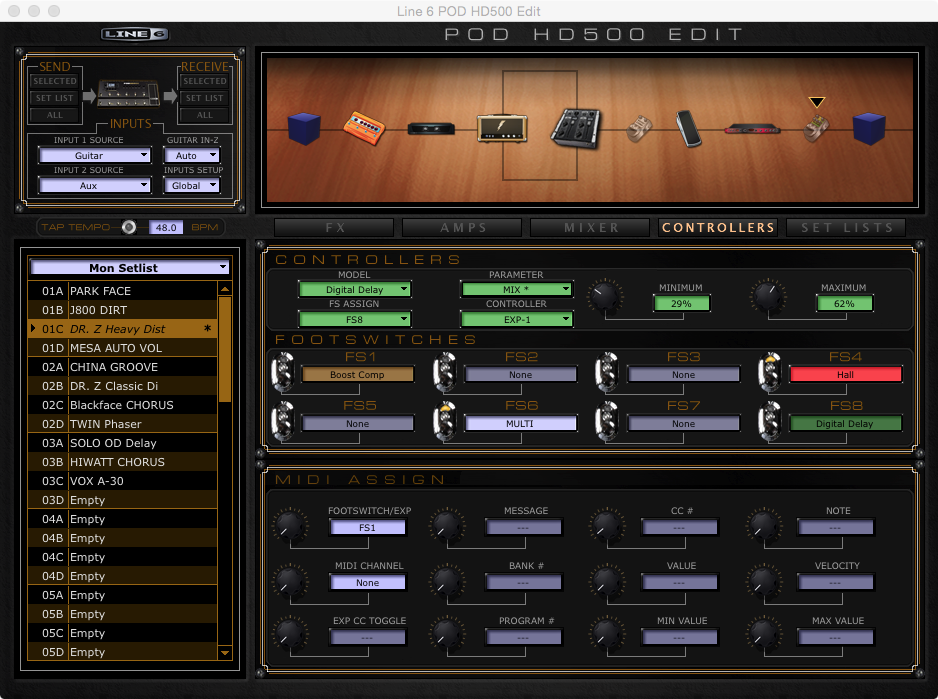 EXP1 used to control DELAY MIX Value