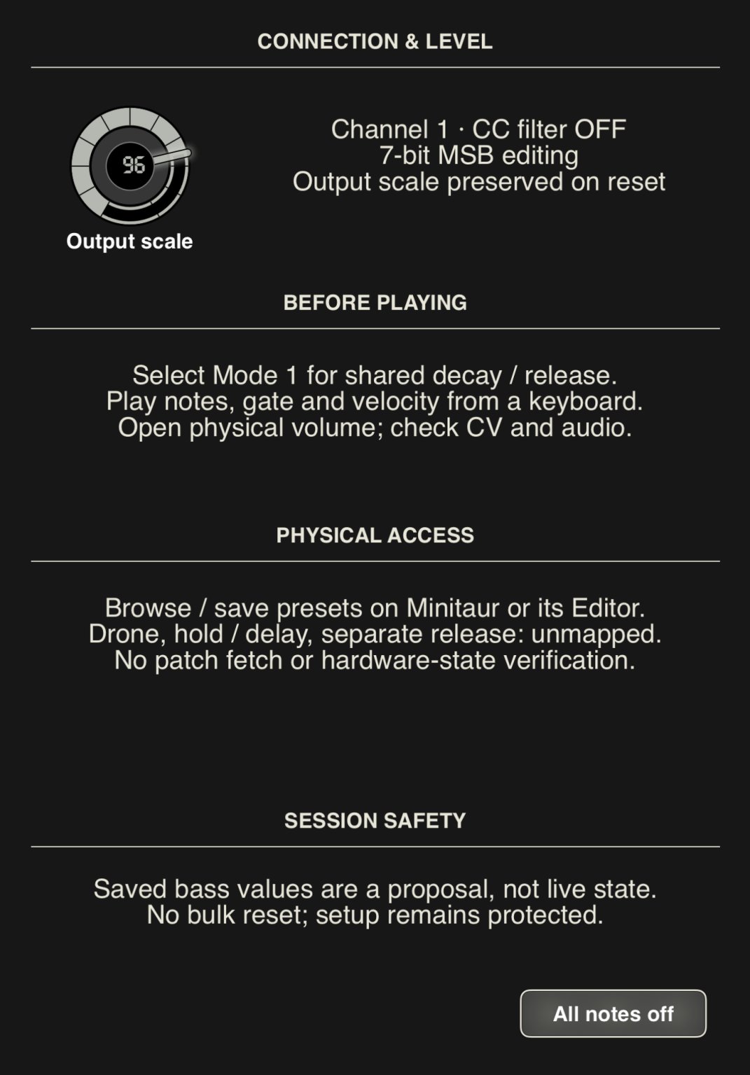 Session — Setup Reference and Output Level; Page Excerpt