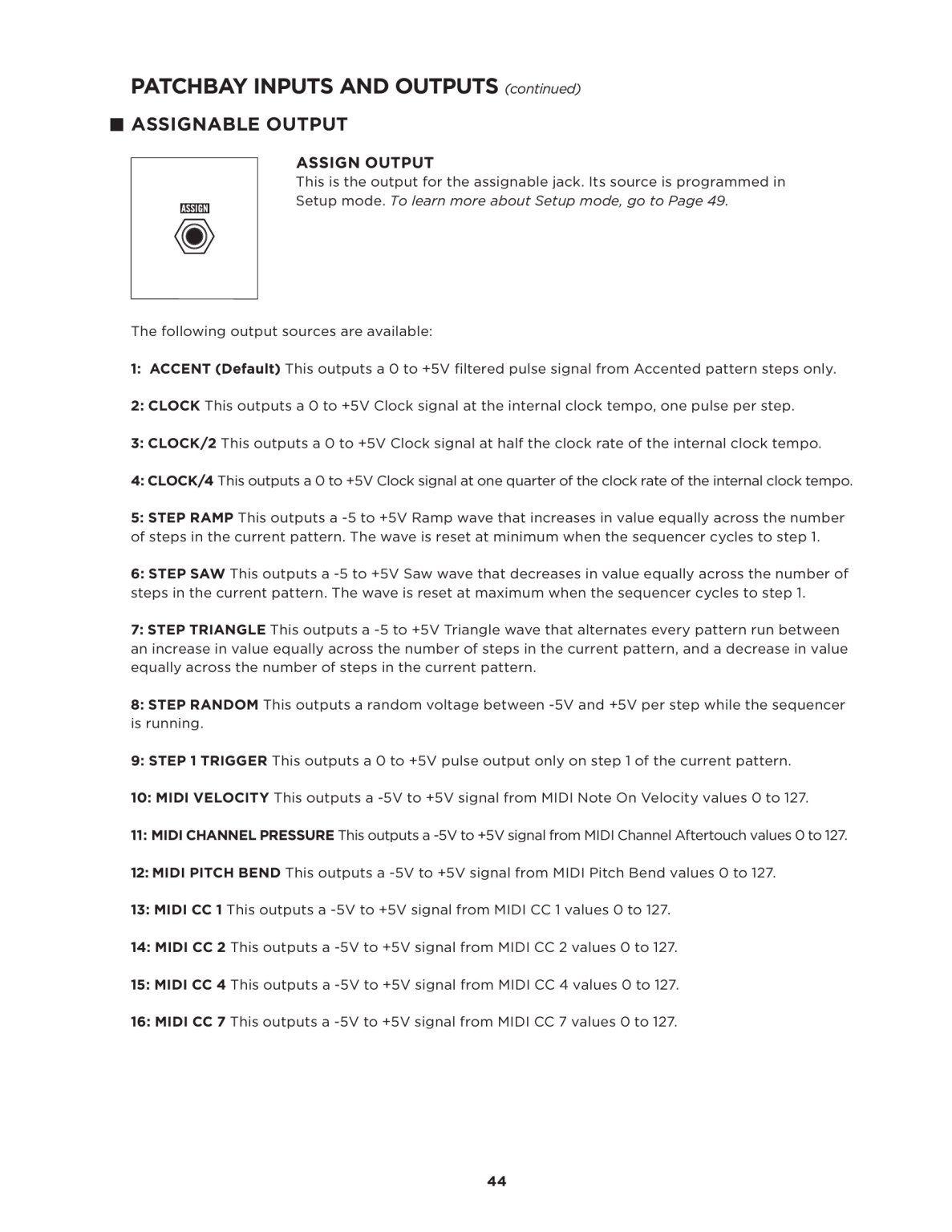 Assign Out Options - Mother 32 Manual (pg 44) 